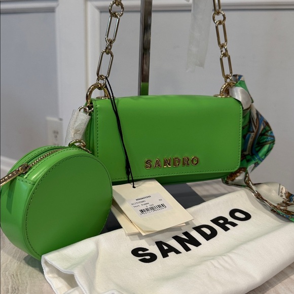 Sandro Handbags - Sandro Bag Totemo Mini Leather Green Shoulder Bag